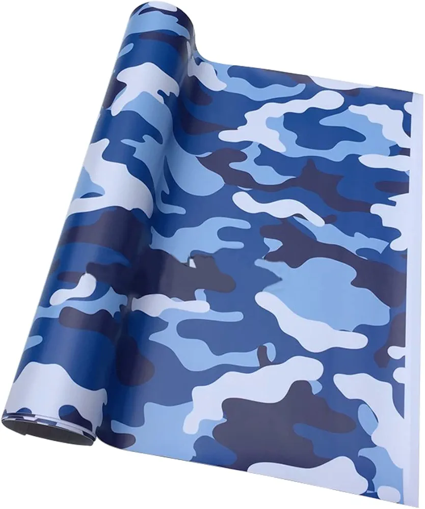 Camouflage Vinyl Wrap Roll Camo Car Sticker Film Contact Paper for Vehicle Motorcycle Bike Truck, Blue Camo, 20cm x 152cm