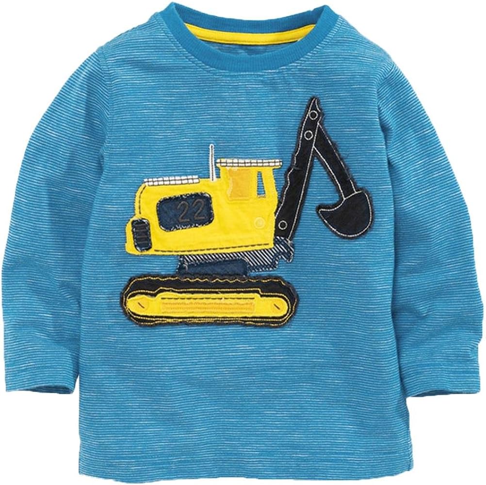 Frogwill Toddler Boys Excavator Long Sleeve Cartoon T Shirt Size 2-7 Years