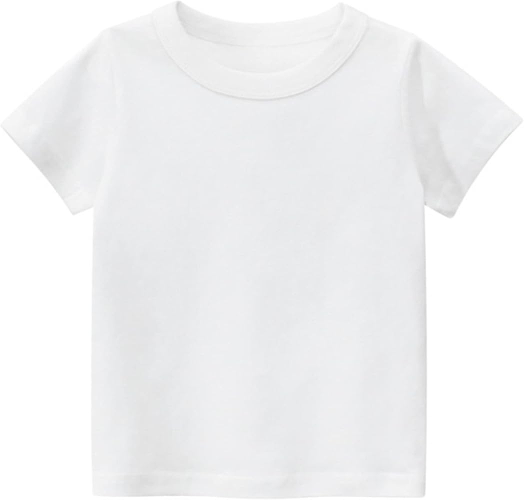 Little Boys T-Shirt Top Short Sleeve Summer O-Neck Plain Tee Shirt 100% Cotton Boys School Uniform Shirts