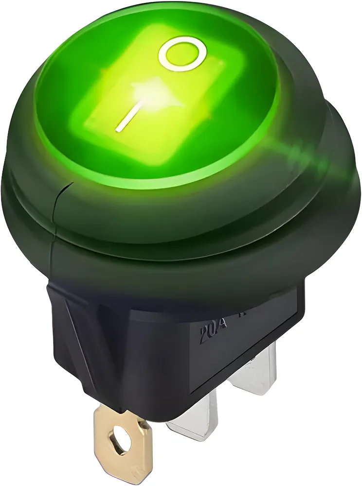 JacobsParts Green LED Rocker Toggle Switches 12V 20A ON/Off Heavy Duty IP65 Waterproof for Car, Truck, Boat