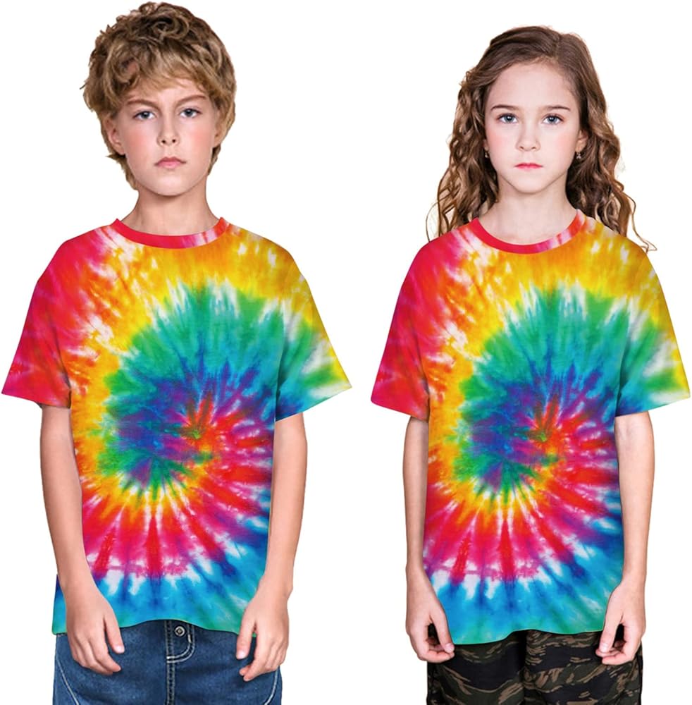 Toddler Boys Clothes,Little Kids Teen Boy Girls Tie Dyed Print T Shirts Summer Casual Short Sleeve Tee Tops 5-14 Years