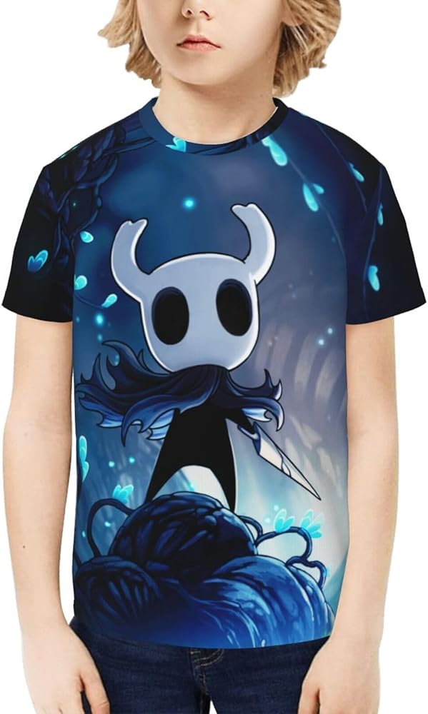 Hollow Gaming Knight Unisex Graphic T-Shirts Crewneck Summer Shirt Short Sleeve Tops Blouse for Boys Girls