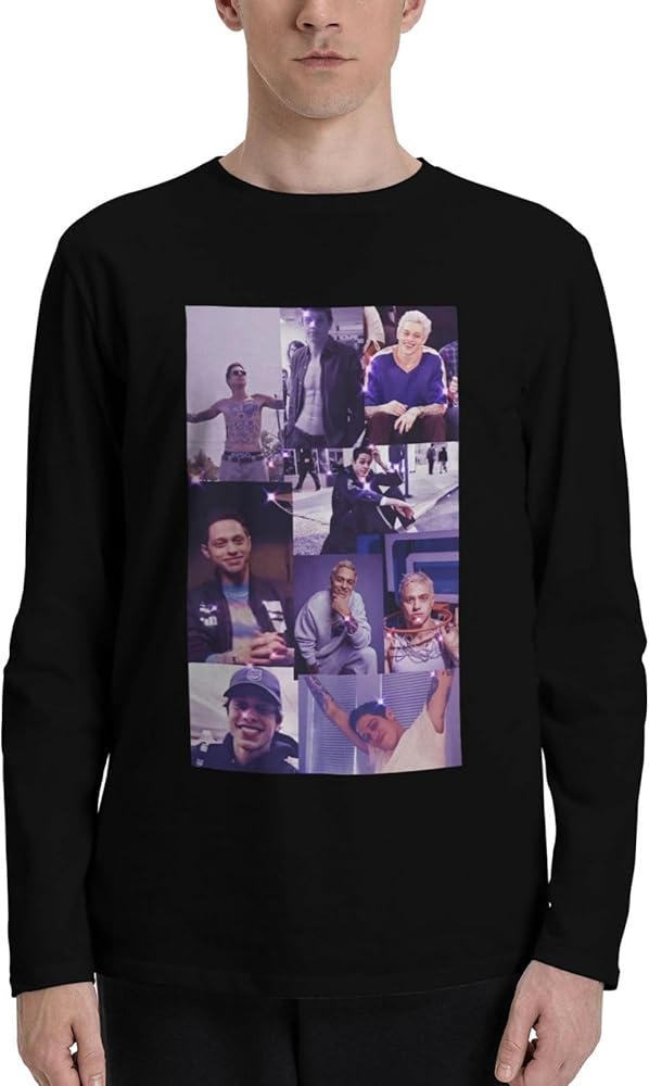 Pete Davidson T Shirts Mens Loose Fit Casual Athletic Long Sleeve O-Neck Cotton T Shirts Tops