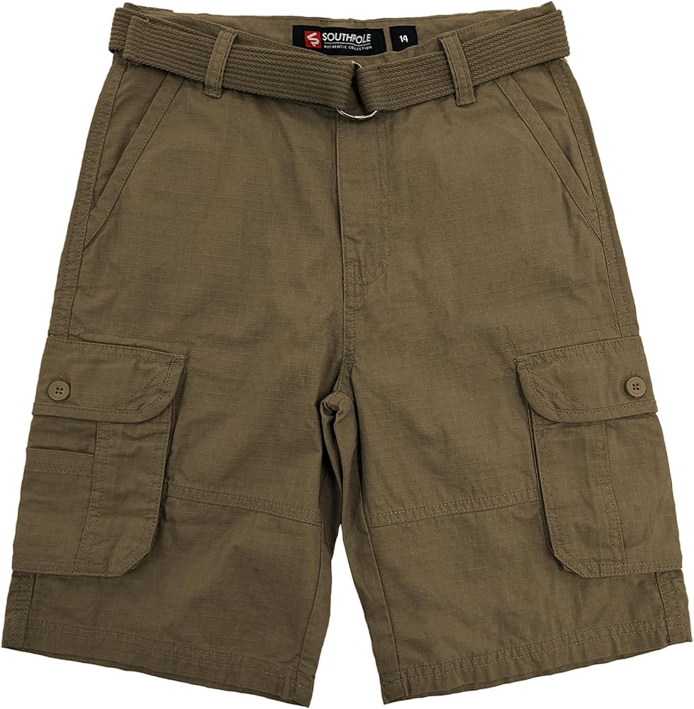 Southpole Boys' Belted Ripstop Basic Cargo Shorts