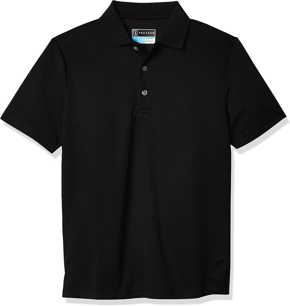 PGA TOUR Boys Short Sleeve Airflux Solid Polo Shirt