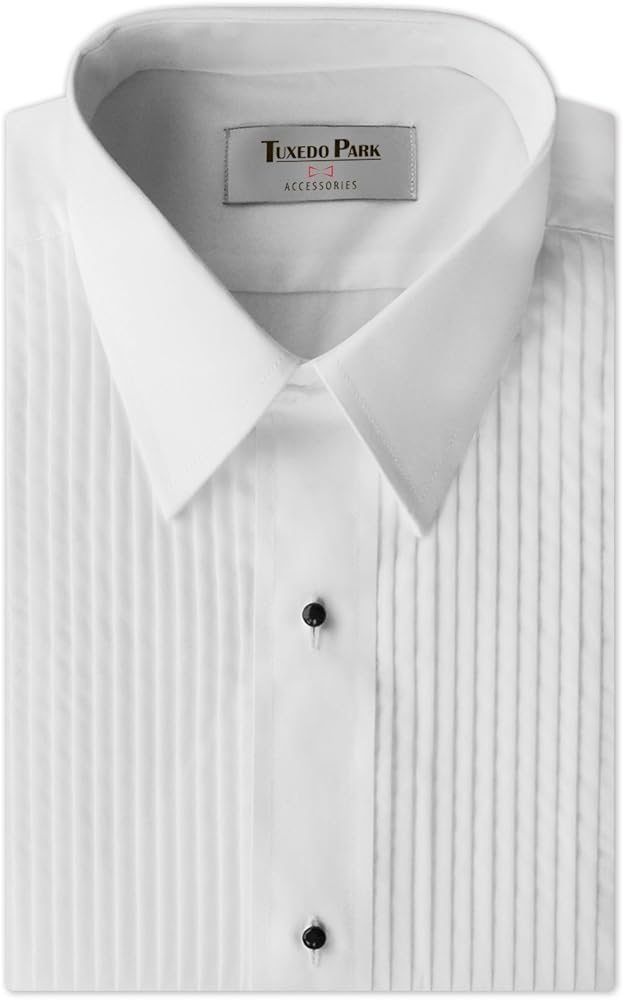 Tuxedo Shirt- Boys White Laydown Collar 1/4" Pleat Shirt