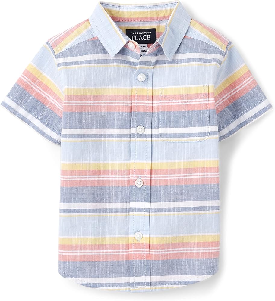 The Children's Place Boys' and Toddler Short Sleeve Button Down Shirt