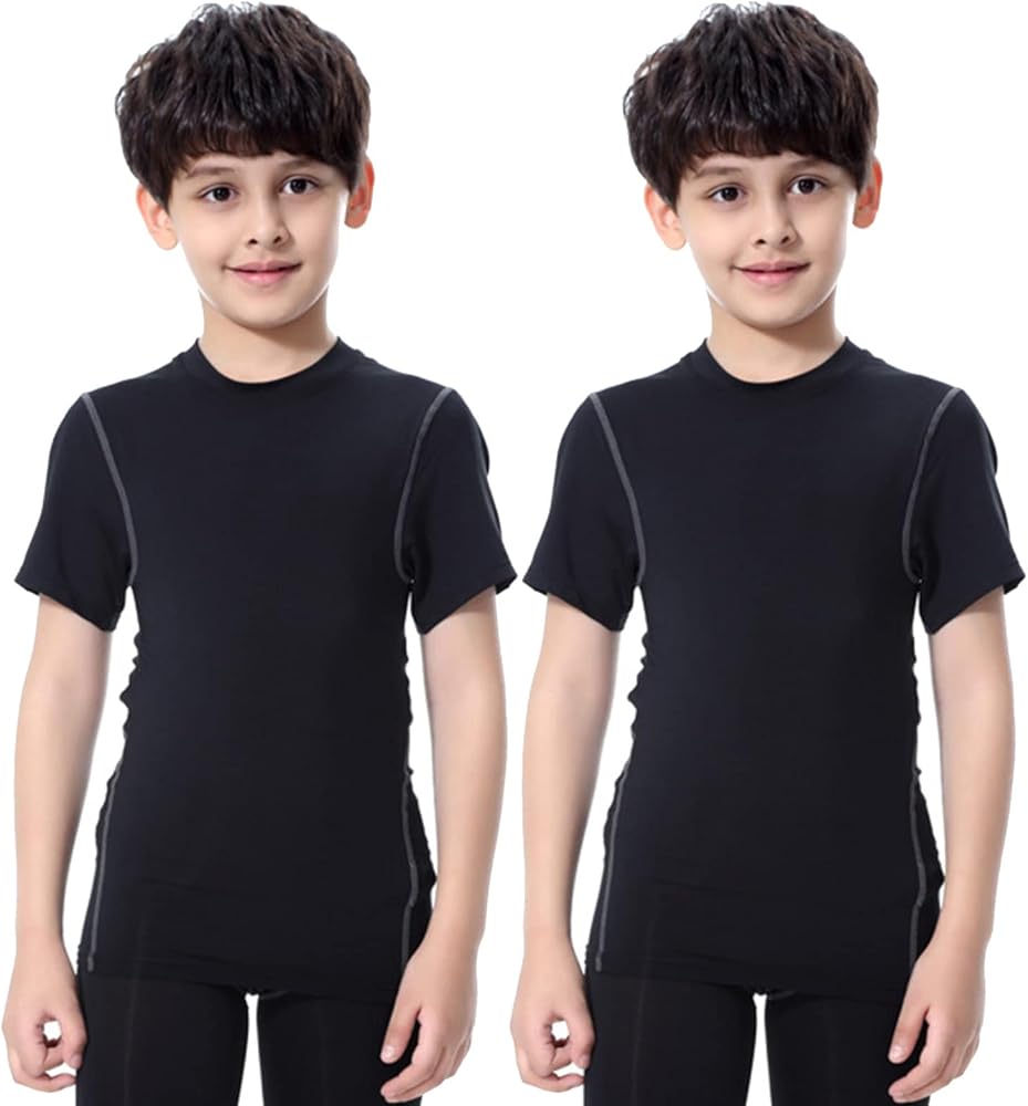 Youth Boys Compression Shirt Short Sleeve Football Undershirt for Kid Quick Dry Athletic Baseball T-Shirt Base Layer