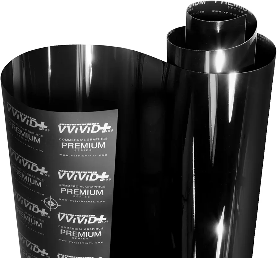 VViViD+ Ultra Gloss Premium Vinyl Car Wrap Film (1ft x 5ft, Gloss Piano Black)