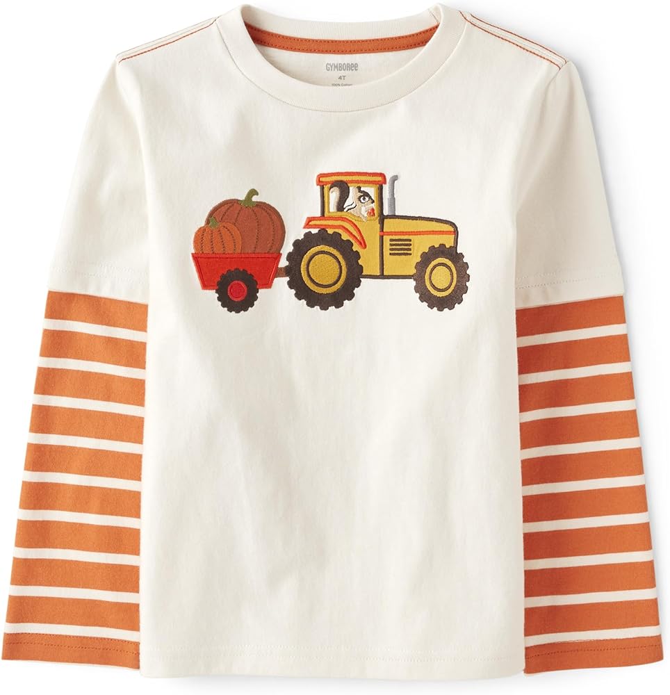 Gymboree Boys and Toddler Embroidered Graphic Long Sleeve Layered T-Shirts