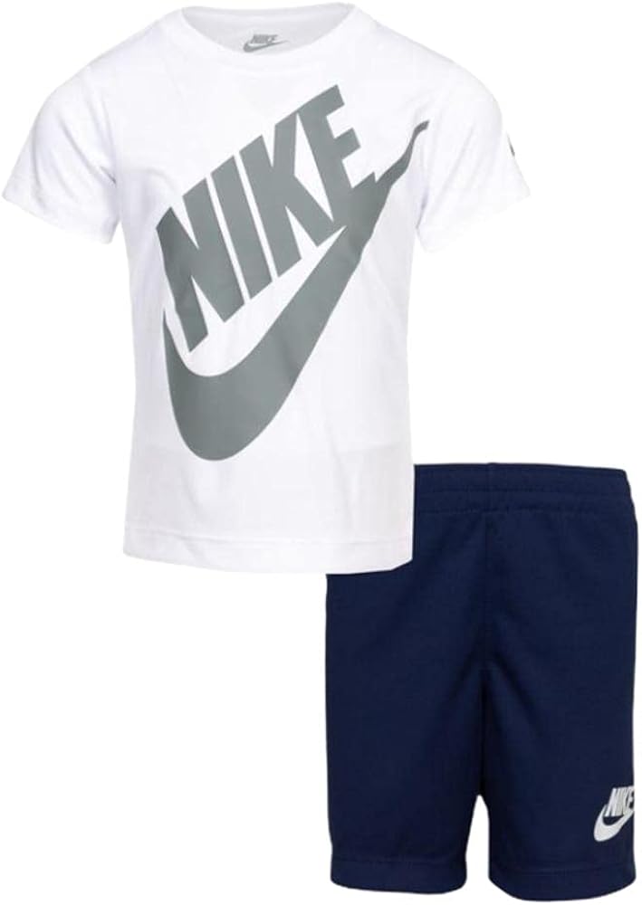 Nike Kids Boy's Dri-FIT Logo Graphic T-Shirt & Shorts Two-Piece Set (Little Kids) Dress Blues 5 Little Kids