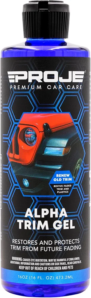 PROJE' Alpha Trim Gel - Plastic Restorer - Easy To Use Trim Coat for Cars - Restores Original Appearance - Long Lasting Shine - Auto Detailing Supplies - 16 Fl Oz Premium Car Care