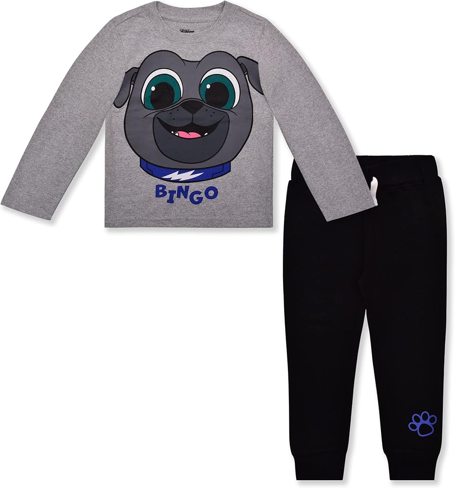 Disney Puppy Dog Pals Boys’ Long Sleeve Shirt and Pants Set for Toddler – Brown/Navy/Grey/Black