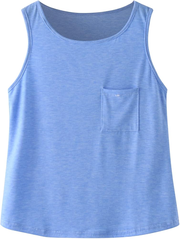 ClearanceGirls Boys Summer Clothes Sleeveless T-Shirt Tops 5-14 Years Old Teen Soild Crewneck Casual Tee MK36337 Blue-b