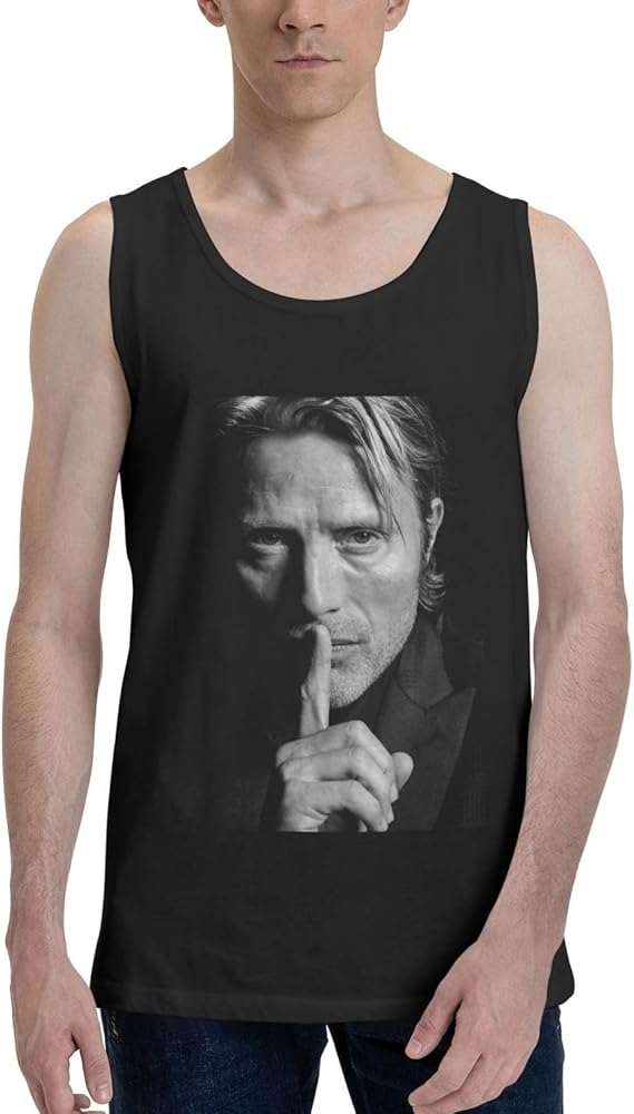 Mads Mikkelsen Tank Top Men's Summer Sleeveless Tee Cool Workout Swim Beach Shirts for Bodybuilding Gym Fitness Training