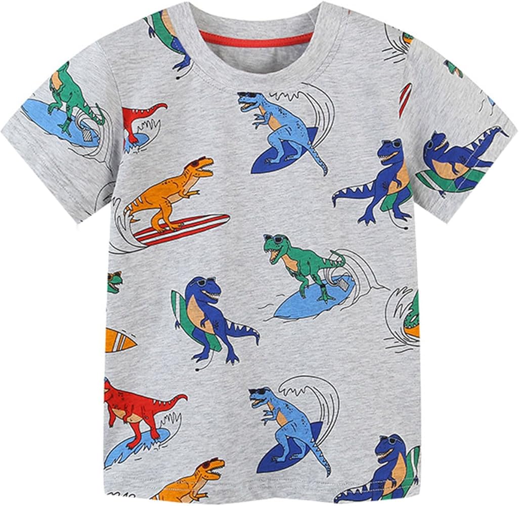 Toddler Boys Girls Spring and Summer Print Short Sleeve T Shirts Little Boys Tops