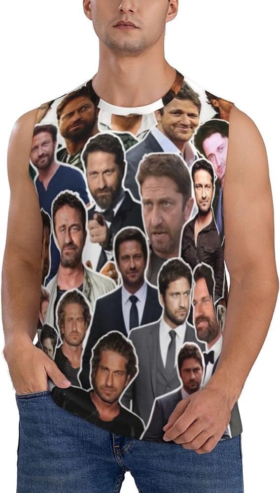 Gerard Butler Tank Top Boys Summer Casual Novelty Polyester Sleeveless Tee Shirts for Men