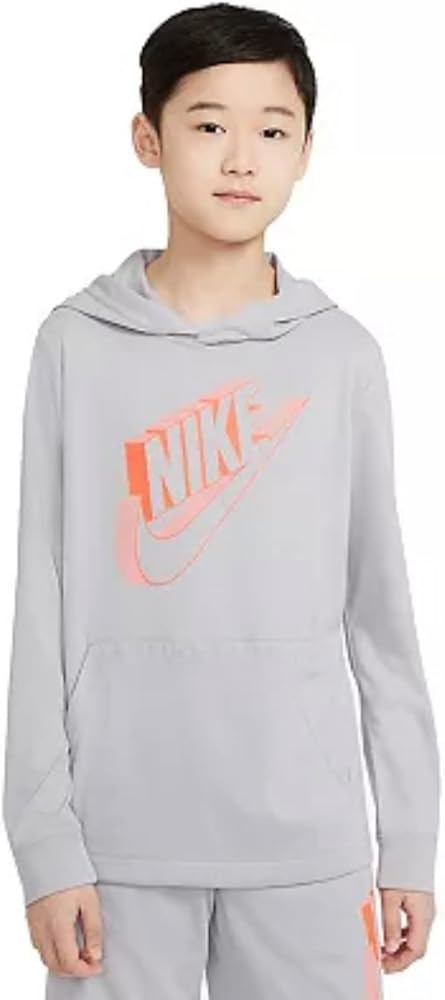 Nike Big Boys Sportswear Hoodie Medium-Smoke Grey