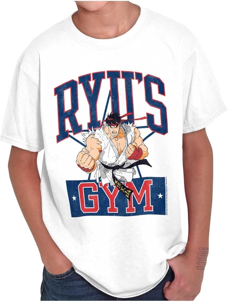 Street Fighter Ryu's Gym Workout Boys Kids T Shirt Tees Tops