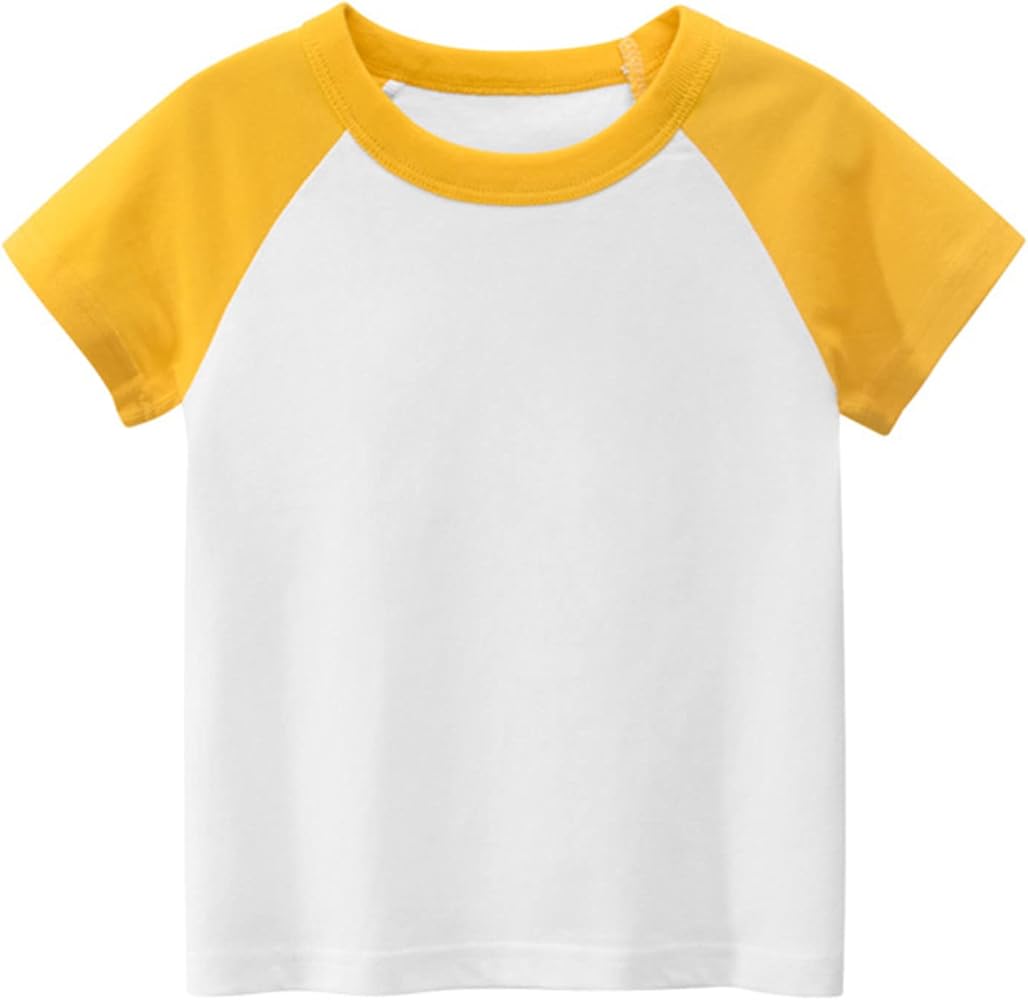 Toddler Kids Baby Boys Girls Color Block Short Sleeve Crewneck T Shirts Tops Tee Clothes for Children Athletic Top