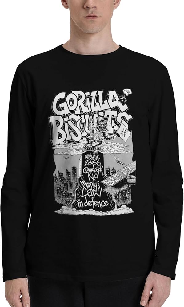 T Shirt Gorilla Biscuits Mens Fashion Round Neck Tee Classical Long Sleeve Tops Black