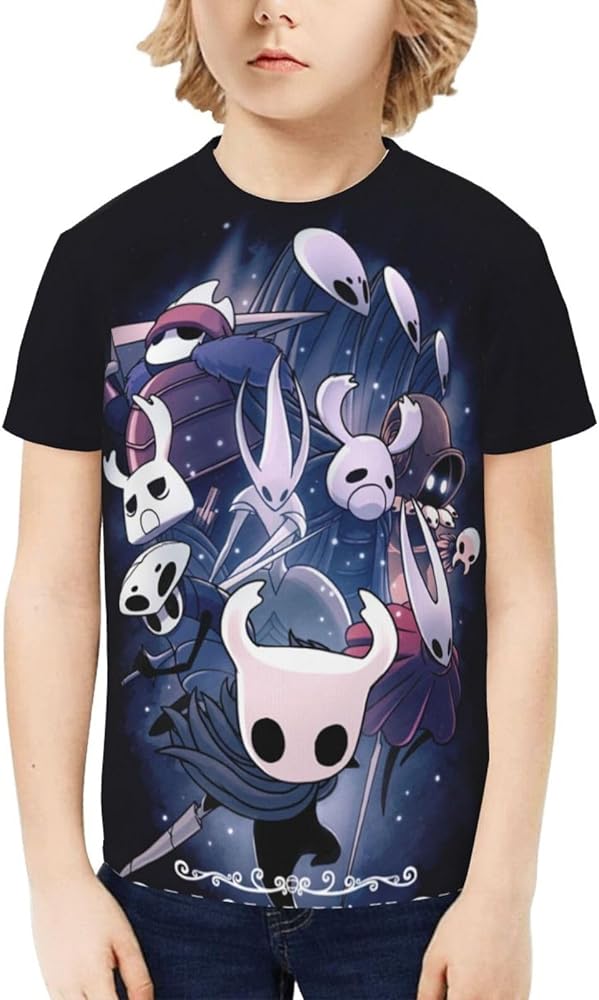 Hollow Gaming Knight Unisex Graphic T-Shirts Crewneck Summer Shirt Short Sleeve Tops Blouse for Boys Girls