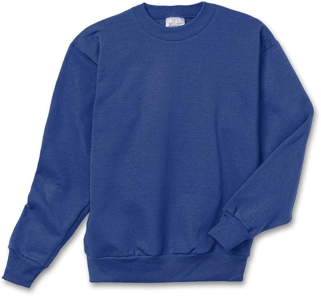 Hanes Youth Cotton Crewneck Fleece Closure Sweatshirt, DEEP ROYAL, Medium