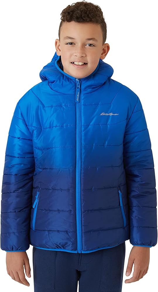 Eddie Bauer Boys' Reversible Jacket - Waterproof Lightweight Fleece Lined Hooded Puffer Coat - Boys Outerwear Jacket (5-20), Size 18-20, Dark Waters