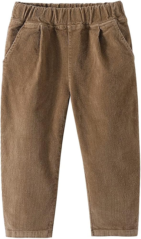 Mud Kingdom Boys Girls Corduroy Pants Pull On Plain Elastic Waist