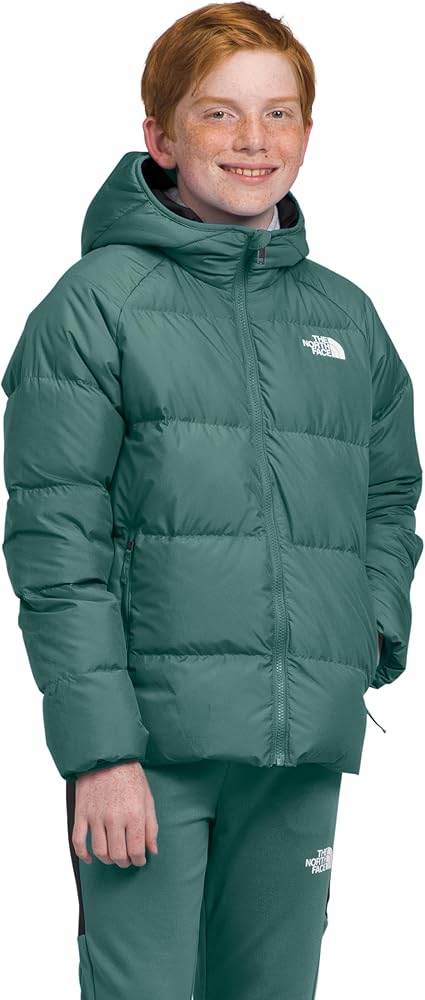 THE NORTH FACE Boys Reversible North Down Hooded Jacket, XL, Dark Sage