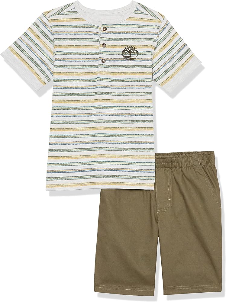 Timberland Boys 2 Pieces Short Set, Heather/Olive, 5 US