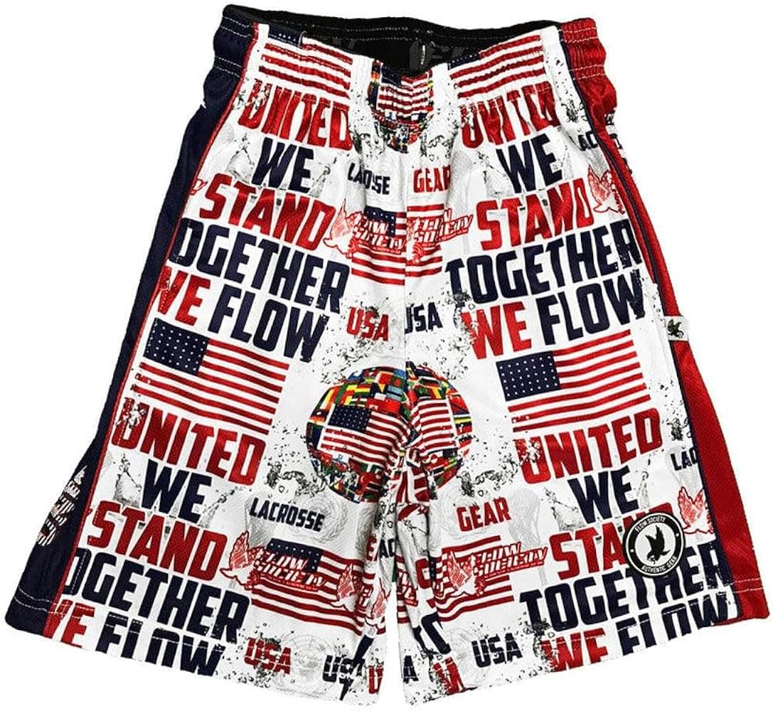 Flow Society United We Flow Boys Lacrosse Shorts | Boys LAX Shorts | Lacrosse Shorts for Boys | Kids Athletic Shorts for Boys