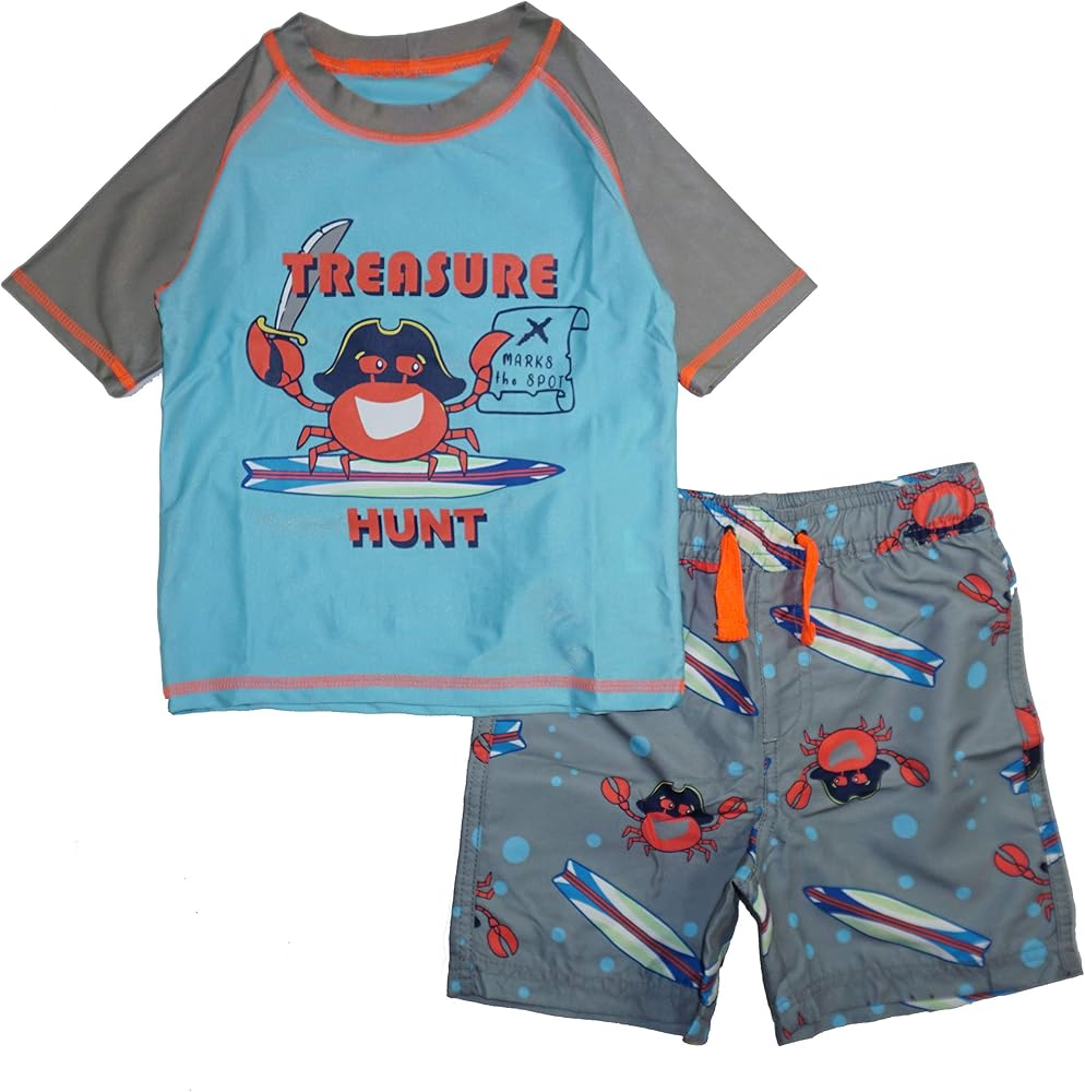 Quicksand Boys' 2-Piece UPF 50+ Rash Guard and Swimsuit Trunks Set