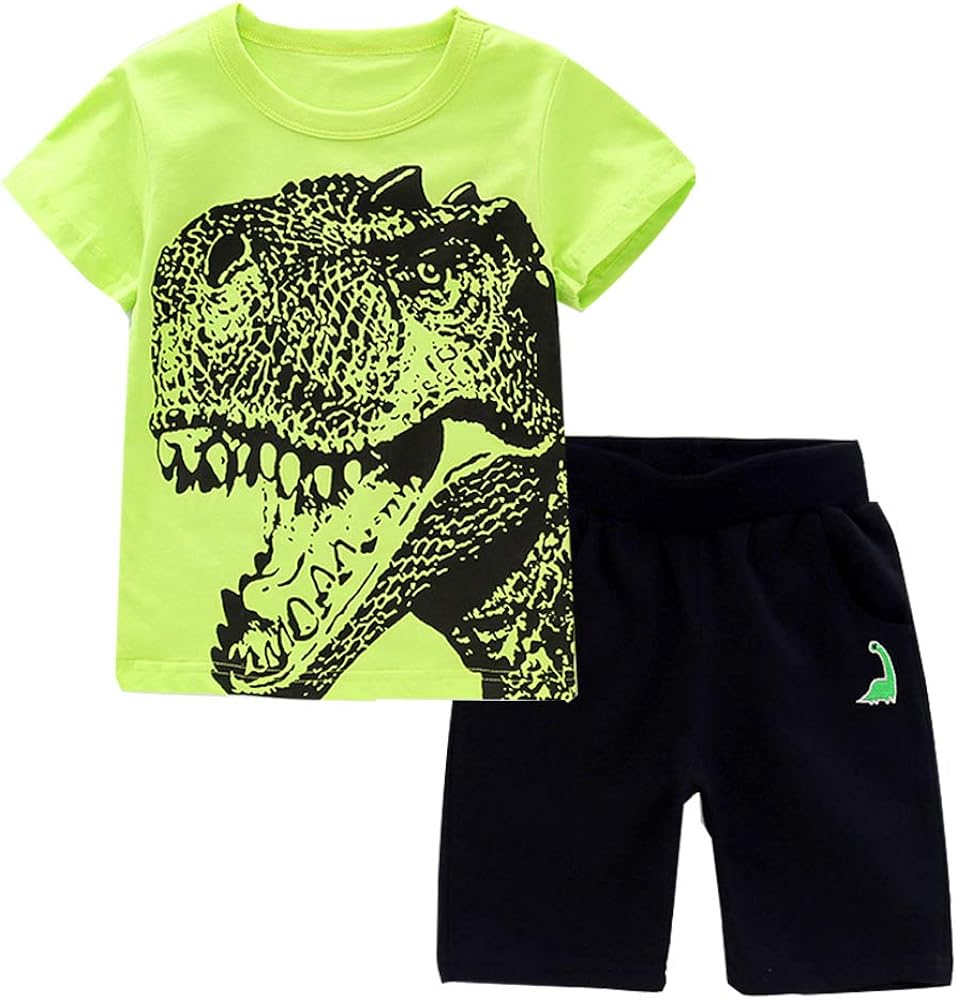 Toddler Boy Clothes Cartoon Cotton Summer Short Sleeve T-Shirt and Shorts Kids Outfit Set 2-7 Year