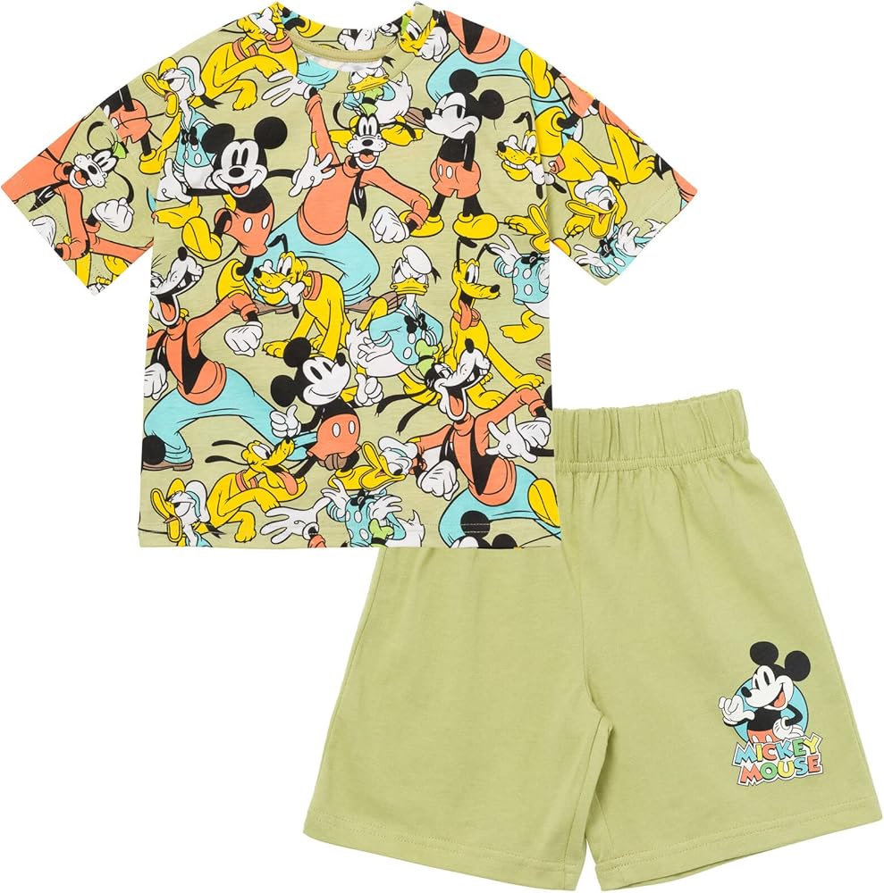 Disney Mickey Mouse Eeyore Donald Duck Pluto Winnie The Pooh Piglet Tigger Graphic T-Shirt and Shorts Set Infant to Big Kid