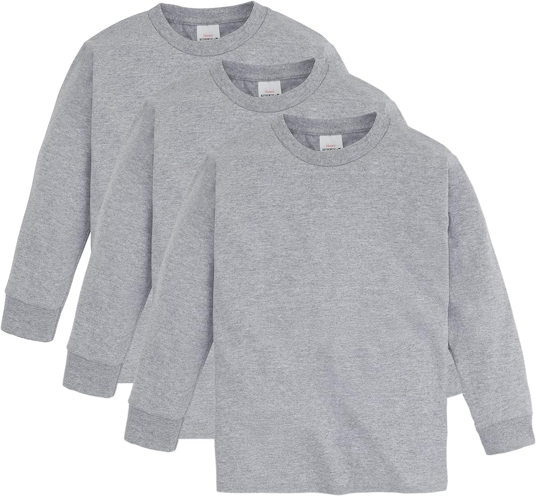 Hanes Boys ComfortSoft Long-Sleeve T-Shirt Pack, Cotton Tees for Boys, 3-Pack