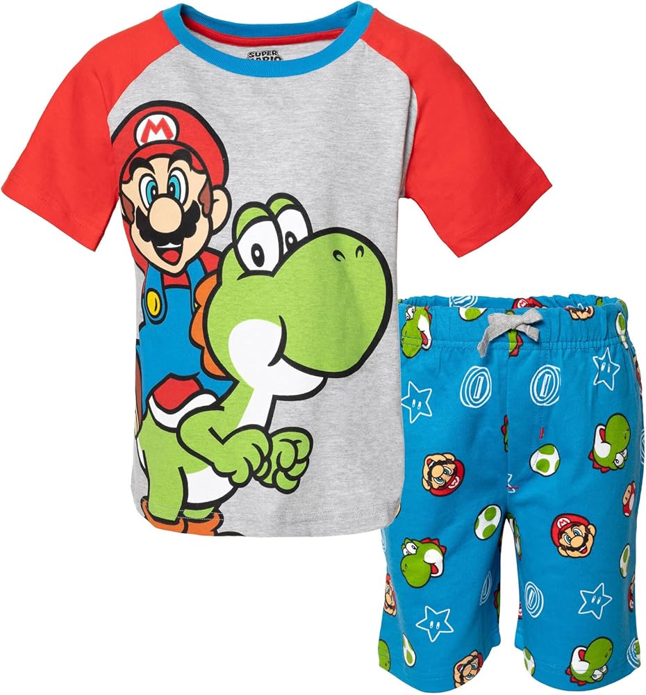 Super Mario Nintendo Mario Yoshi Graphic T-Shirt & French Terry Shorts Set