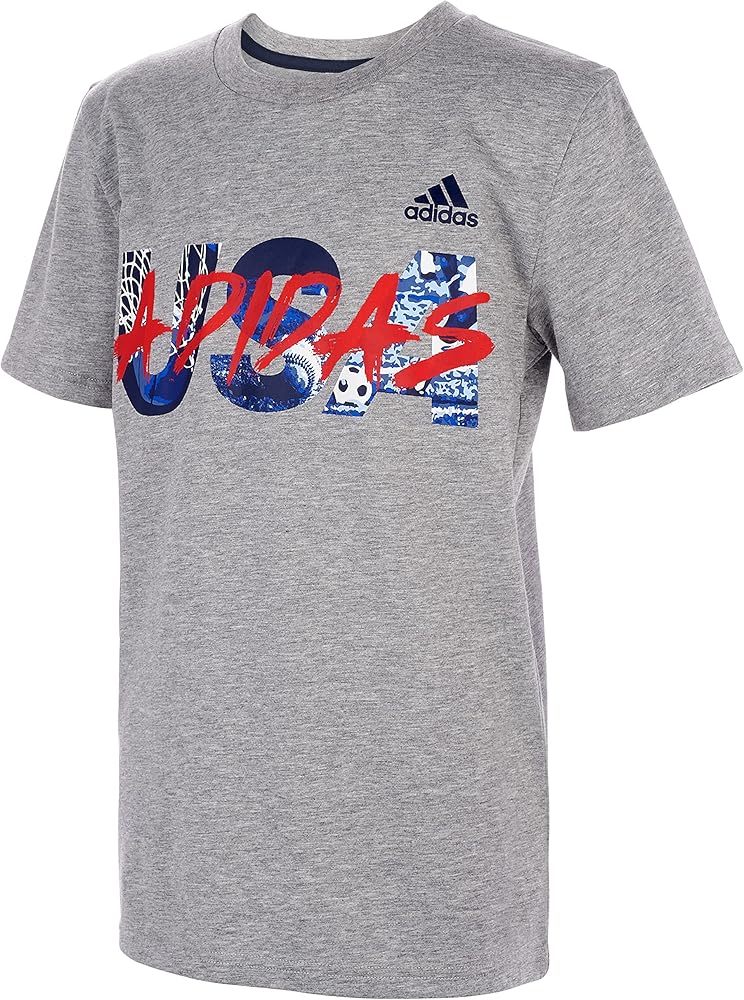 adidas Boys' Short Sleeve Americana Heather Tee