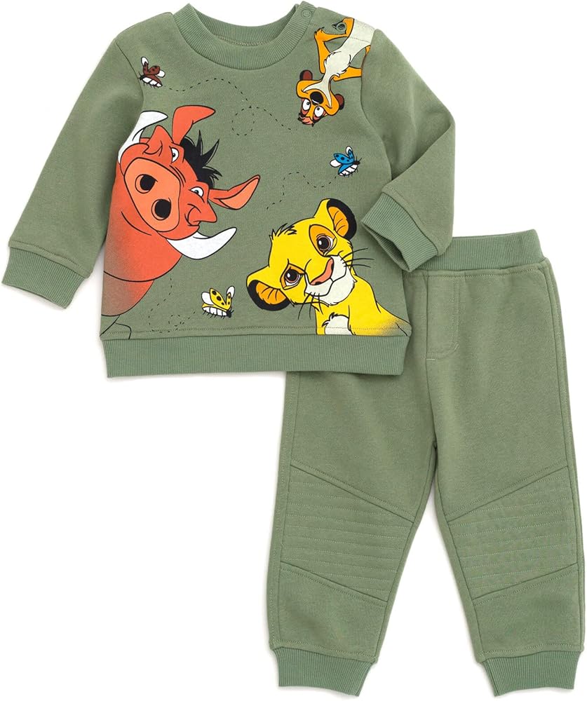 Disney Lion King Mickey Mouse Winnie the Pooh Toy Story Fleece Sweatshirt and Pants Outfit Set Newborn to Big Kid Sizes