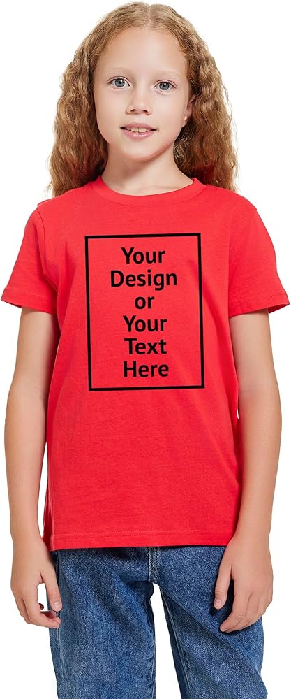 Supasoft Apparel Kids Personalized Shirt for Boys Girls Youth Custom Tshits 6 to 18 Age Add Your Text Photo Tee