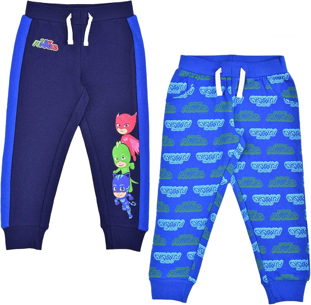 PJ Masks Catboy, Owlette and Gecko Boys 2 Pack Sweatpants Set for Toddler and Little Kids – Navy/Blue