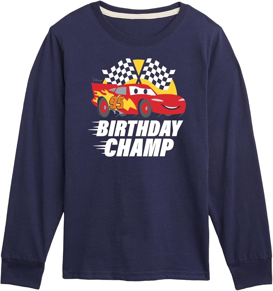 Disney Cars - Race to Finish Line - Birthday Champ - Toddler & Youth Long Sleeve Graphic T-Shirt