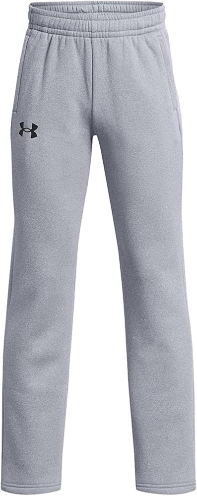 Under Armour Boys' Armourfleece Straight Leg Pant (as1, Alpha, x_l, Regular, Steel Light Heather/Black, X-Large)