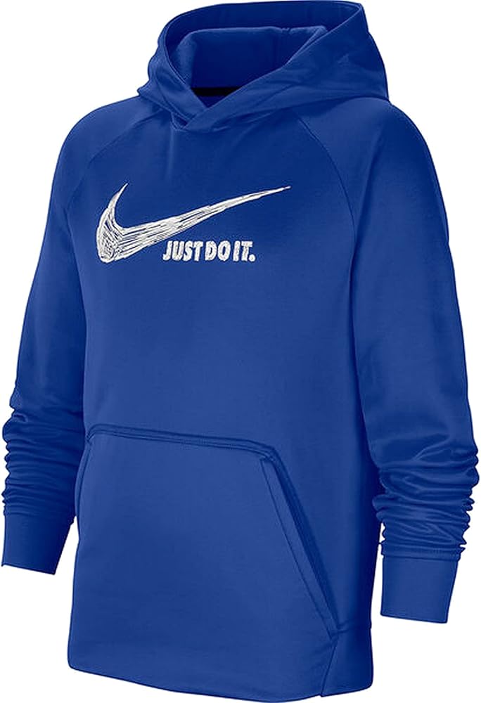 Nike Kids Boy's Therma GFX Pullover Hoodie (Little Kids/Big Kids) Game Royal/White SM (8 Big Kids)