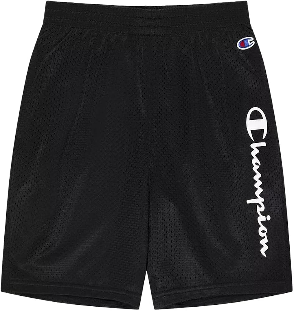 Champion Boys Heritage Script Mesh Short (Small,Black/White Script)