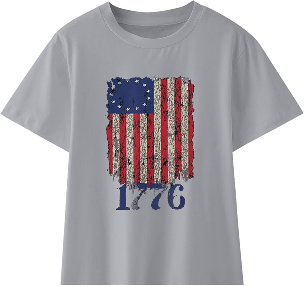 Shirts for Girls Kids Kid Toddler Shirts 4th of July 3D Graphic Printed Tees Boys Girls Novelty Fashion Short