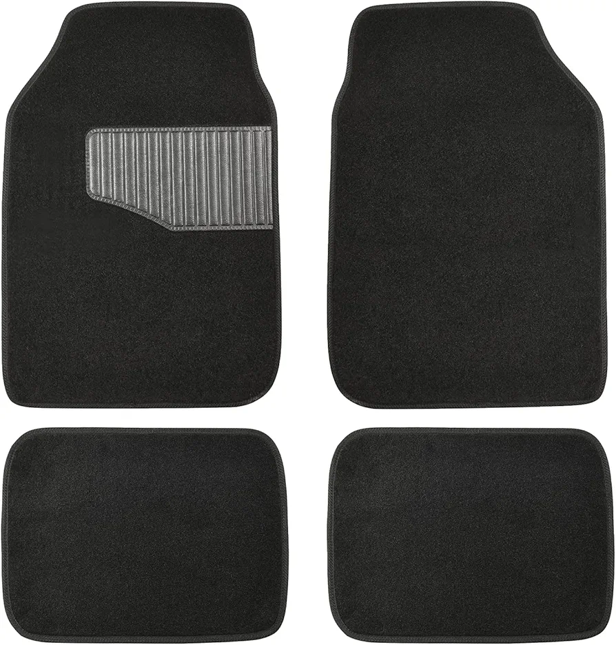 Amazon Basics Universal Fit Carpet Floor Mats For Car SUV Van & Truck, 4-Piece, Black, 25"L x 17.5"W (Front), 13"L x 17.5"W(Rear)