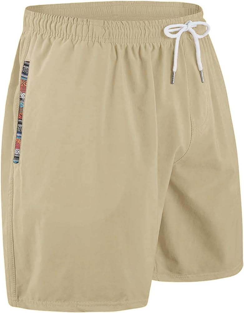 Haloumoning Boys Casual Drawstring Summer Twill Shorts with Patterned Pockets 5-14 Years