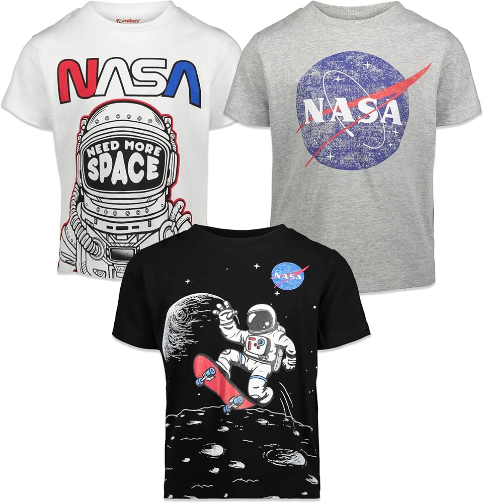 NASA Space Astronaut 3 Pack Pullover T-Shirts Toddler to Big Kid