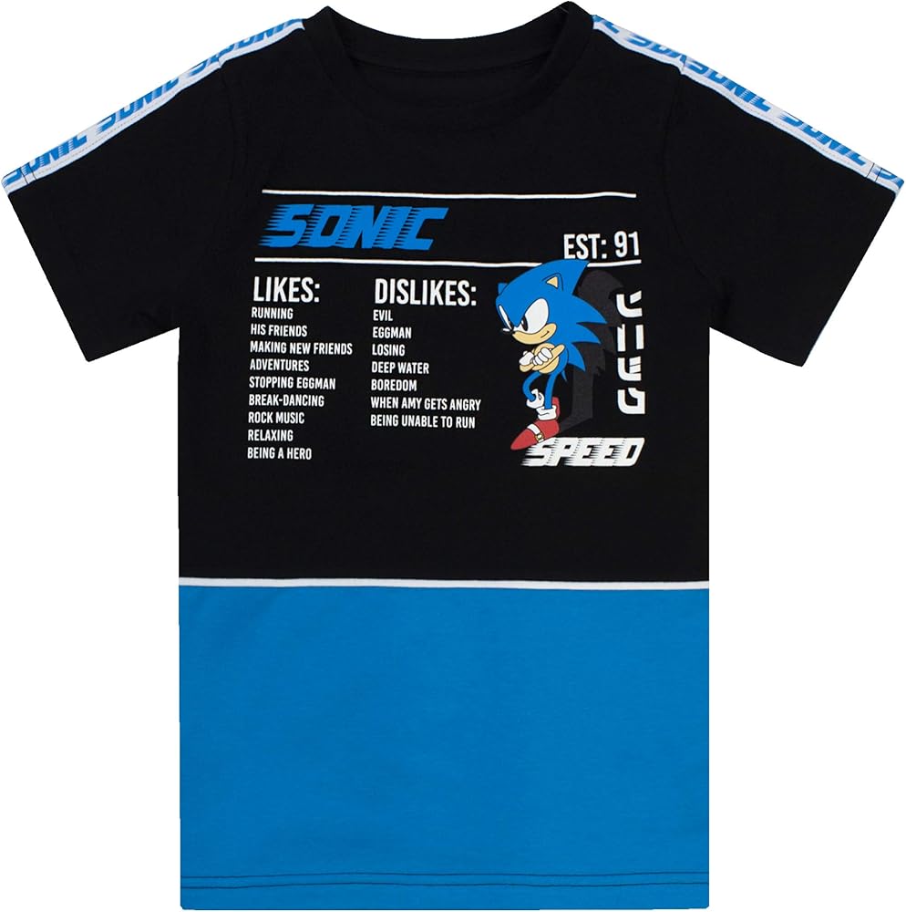 Sonic The Hedgehog Boys T-Shirt for Kids Black Short Sleeve Gamer Top